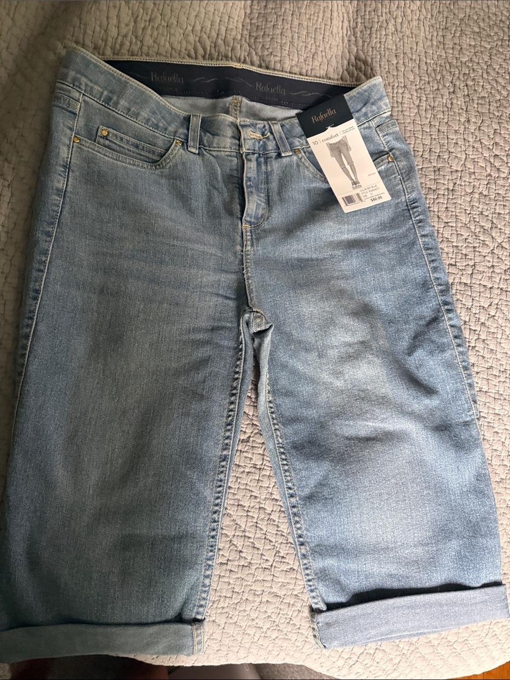 Rafaella Light Blue Cuffed Denim Capris